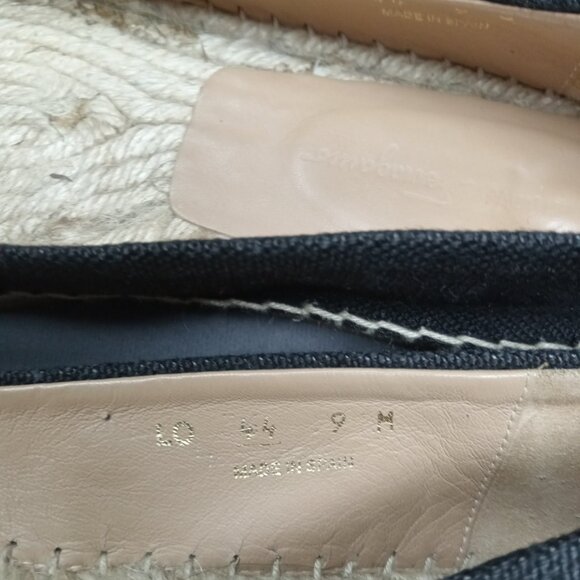 Salvatore Ferragamo Black Canvas Espadrille Ballet Flats LOGO Bow US 9M Spain - Picture 11 of 12